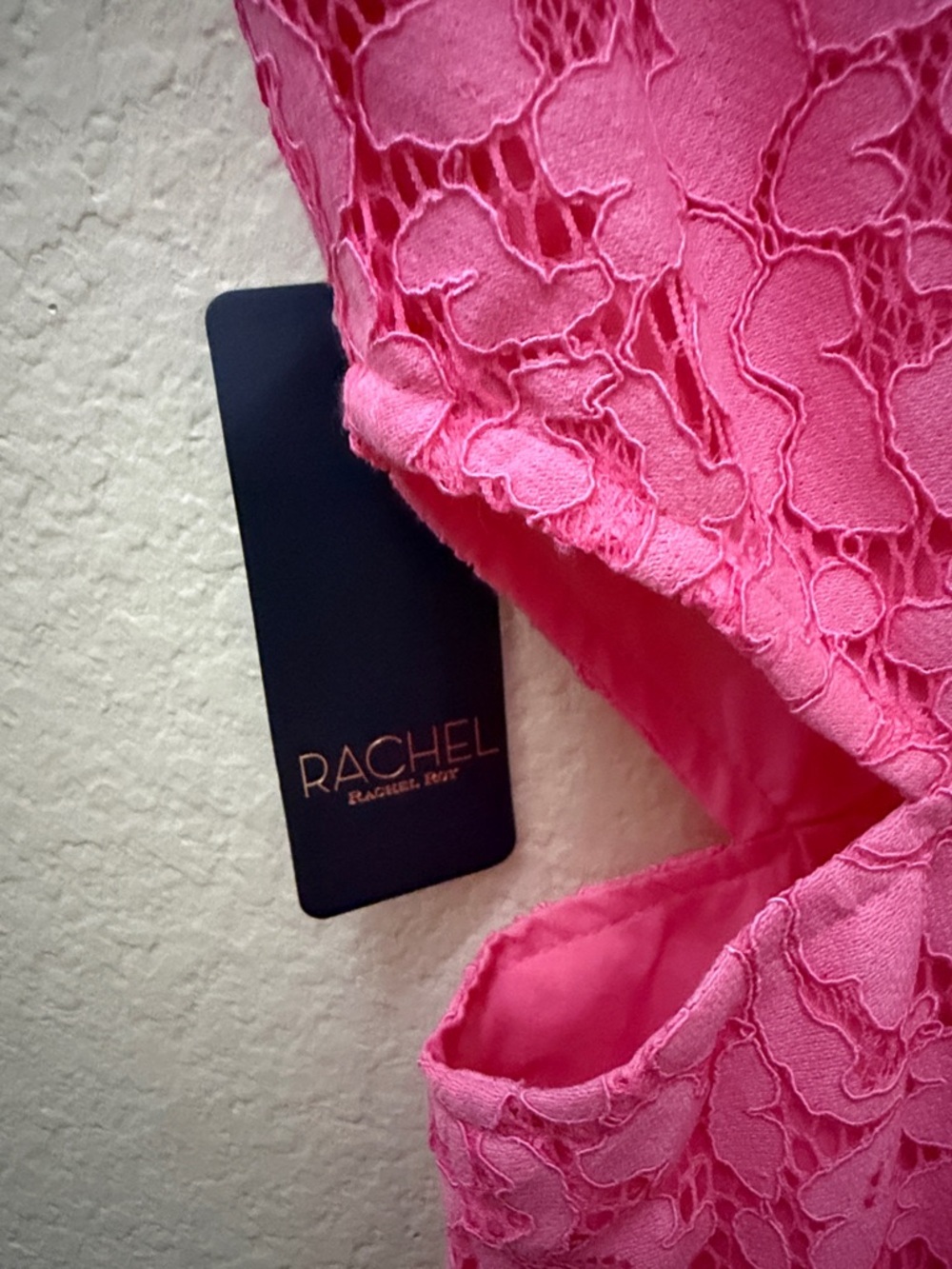 RACHEL Rachel Roy Bright Pink Lace Midi Sheath Dress - Picture 7 of 7